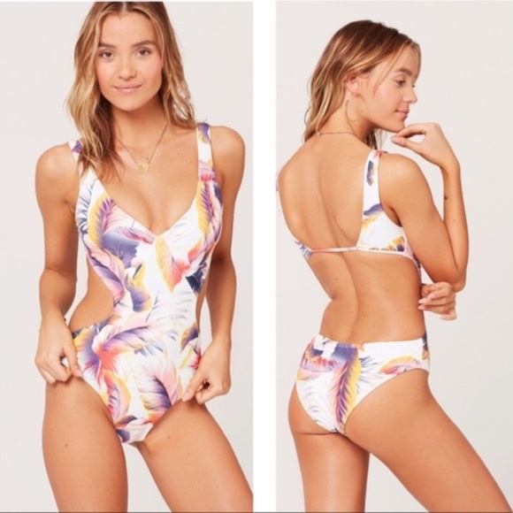 NWT L*Space Monaco One Piece Swimsuit Sunset Palm 6 - Picture 1 of 9